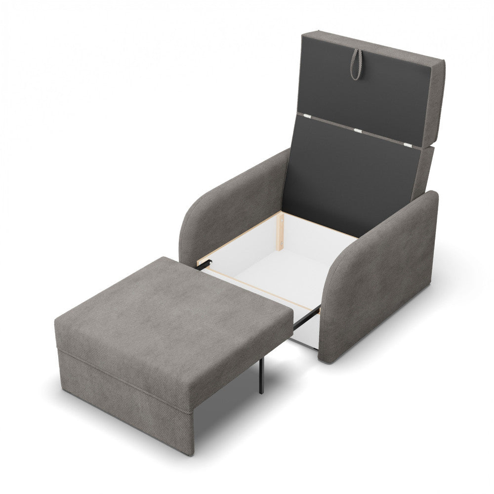 Sofa-lova SOMO – ONEGA 7 · Tamsiai pilka – atverta patalynės dėžė #spalva_onega 7 · tamsiai pilka