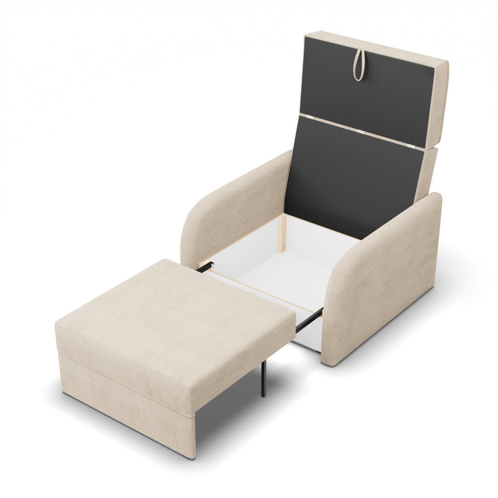 Sofa-lova SOMO – ONEGA 14 · Smėlio – atverta patalynės dėžė #spalva_onega 14 · smėlio