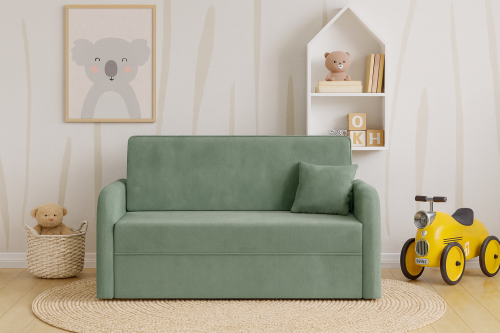 Sofa-lova SOMO – ONEGA 25 · Šviesiai žalia – sofa interjere #spalva_onega 25 · šviesiai žalia