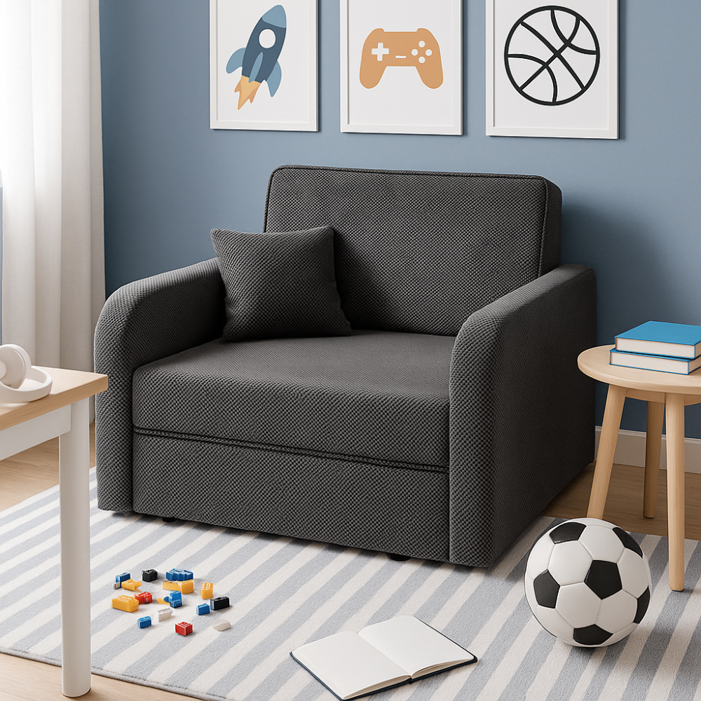 Sofa-lova SOMO – ONEGA 7 · Tamsiai pilka – sofa interjere #spalva_onega 7 · tamsiai pilka