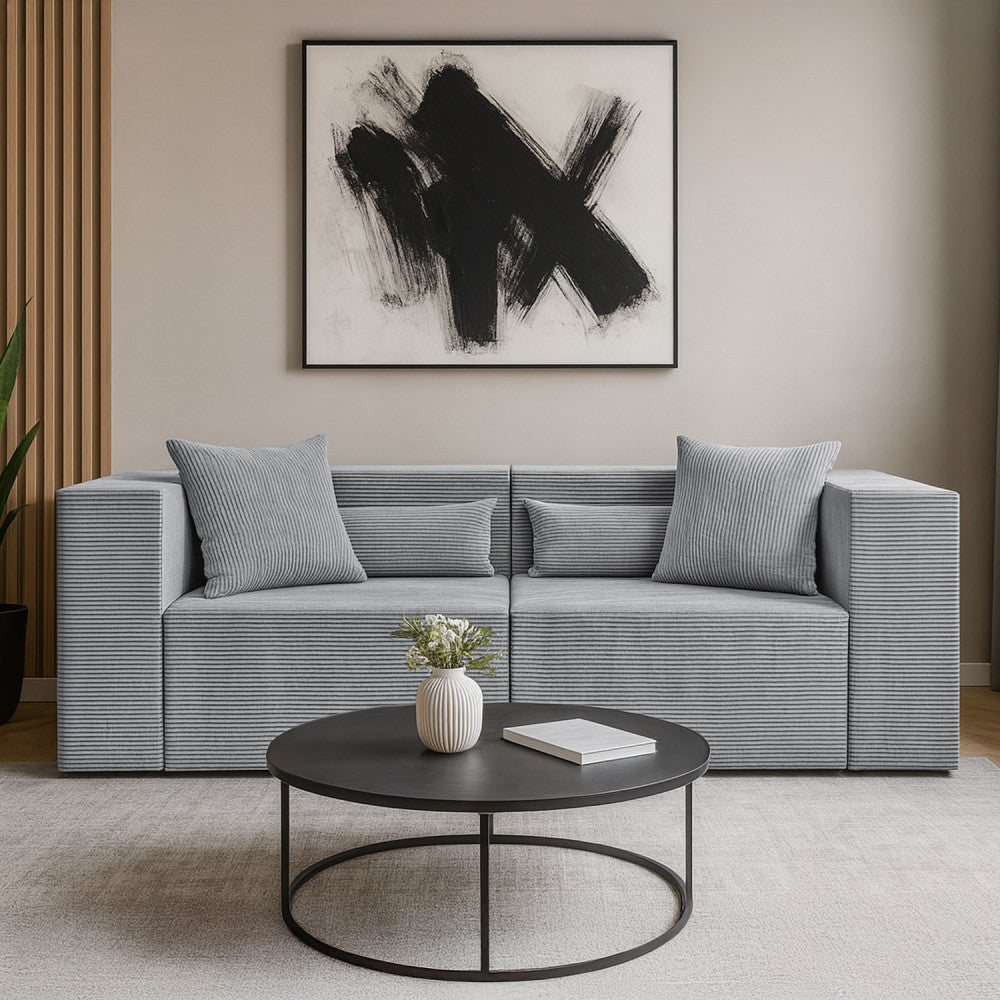 Modulinė sofa NOVA, 208 cm – POSO 055 · Šviesiai pilka – sofa interjere #spalva_poso 055 · šviesiai pilka