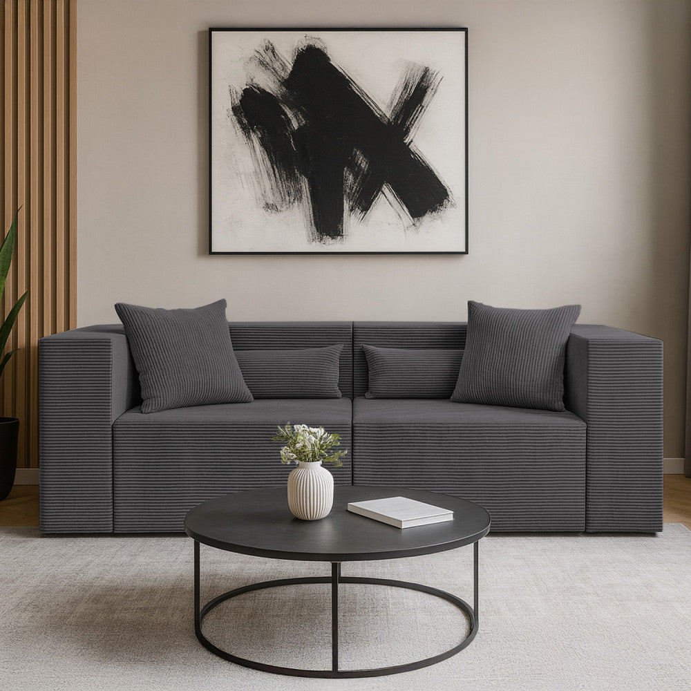 Modulinė sofa NOVA, 208 cm – POSO 022 · Tamsiai pilka – sofa interjere #spalva_poso 022 · tamsiai pilka