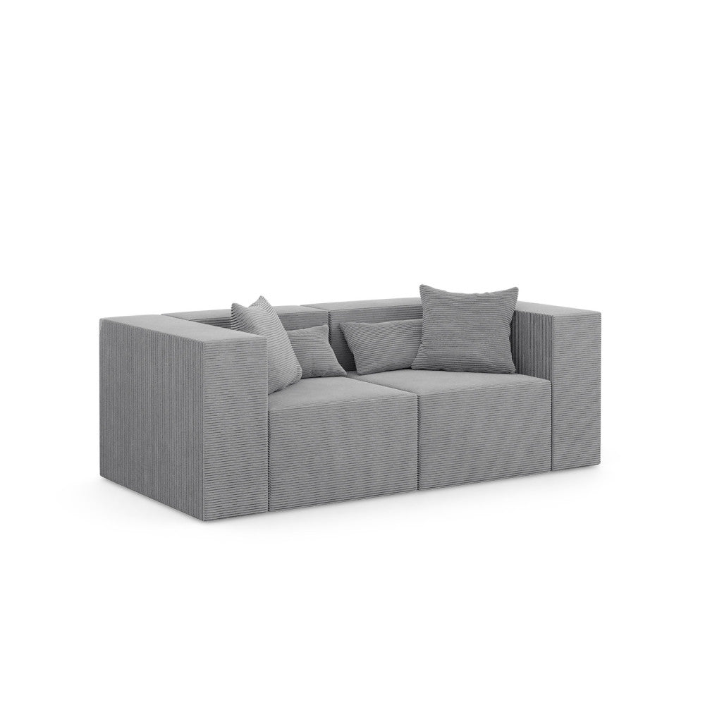 Modulinė sofa NOVA, 208 cm – POSO 055 · Šviesiai pilka – bendras vaizdas kitu kampu #spalva_poso 055 · šviesiai pilka