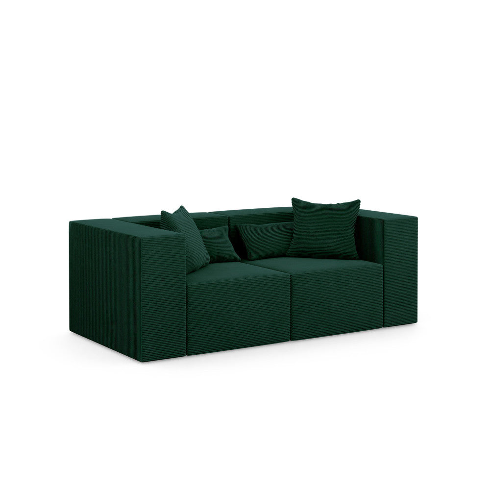 Modulinė sofa NOVA, 208 cm – POSO 014 · Butelio žalia – bendras vaizdas kitu kampu #spalva_poso 014 · butelio žalia
