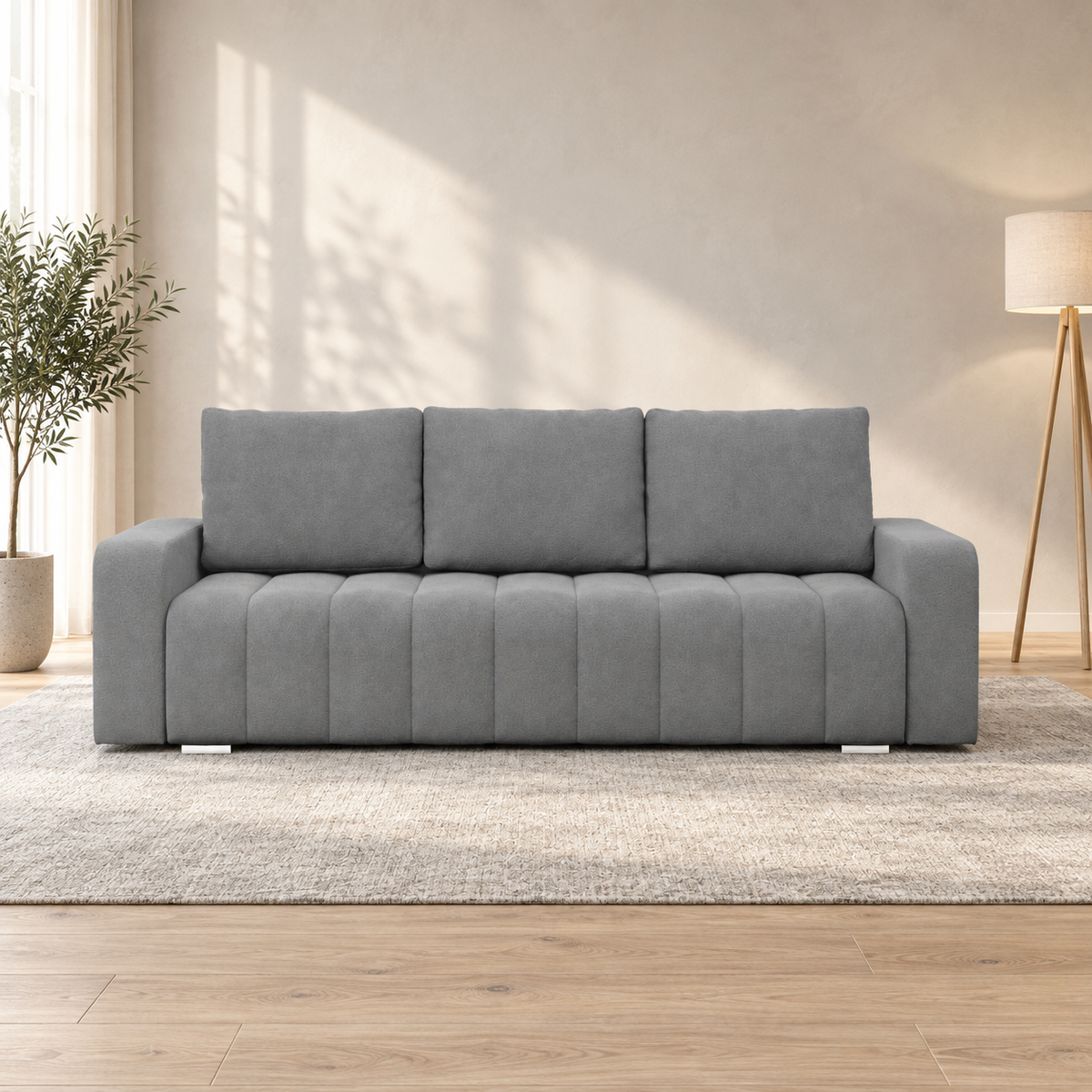 Sofa-lova ABRIELLE – ABRIAMO 07 · Pilka – sofa interjere (vizualizacija) #spalva_abriamo 07 · pilka